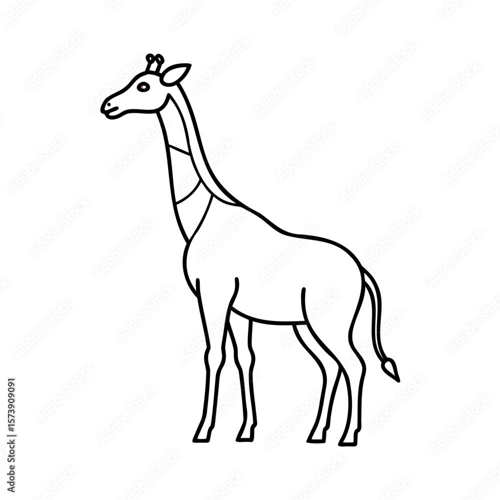 Obraz premium Giraffe outline standing profile view animal wildlife