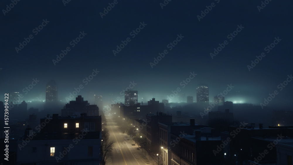 Fototapeta premium Tranquil City Horizon in Night Silence