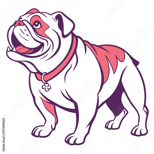 Friendly Bulldog Mascot with Red Accents and Collar Ready for Action
