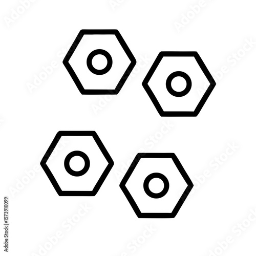Illustration of wheel nuts in simple line style on transparent background  