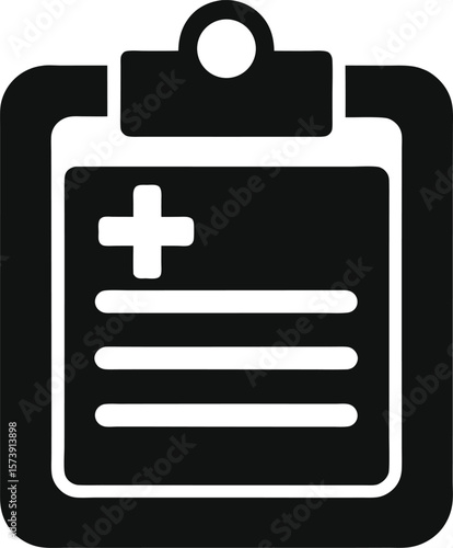 Medical history form showing cross icon and blank lines