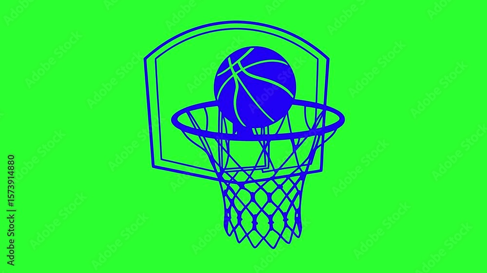 Animated Basketball Swish in Hoop - Green Screen Loop Animated Basketball Swish in Hoop - Green Screen Loop