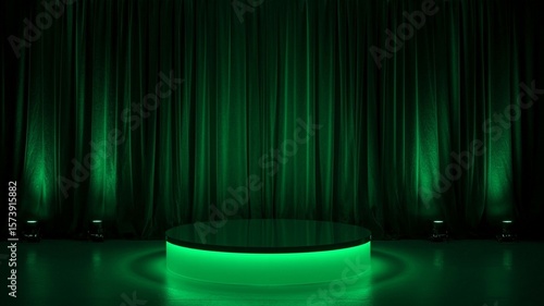 green stage spotlight with podium