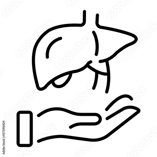 A line style icon showing liver