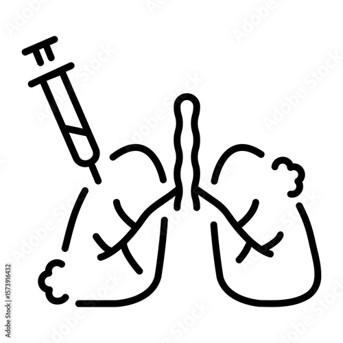 A linear style icon representing lungs infection
