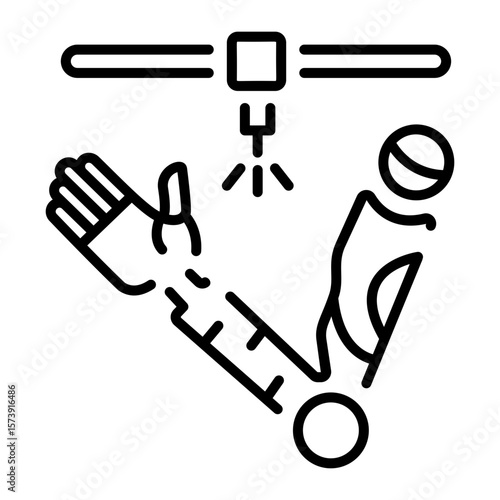 An outline style icon depicting prosthetics