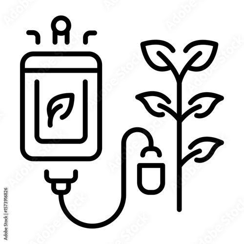 An outline style icon depicting plasma bag