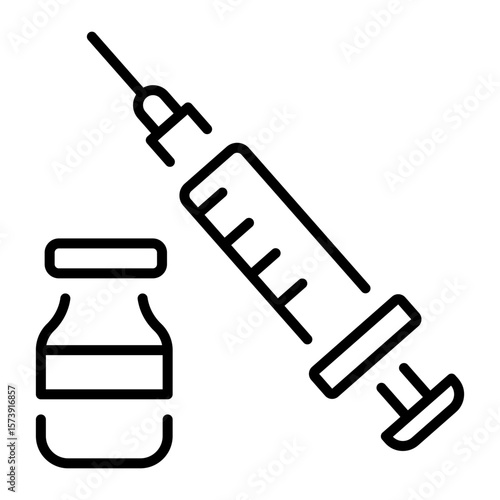 A line style icon showing vaccine