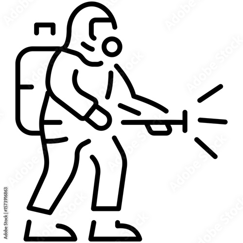 A linear style icon representing protective suit
