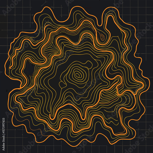 topographic line contour map background, geographic grid map