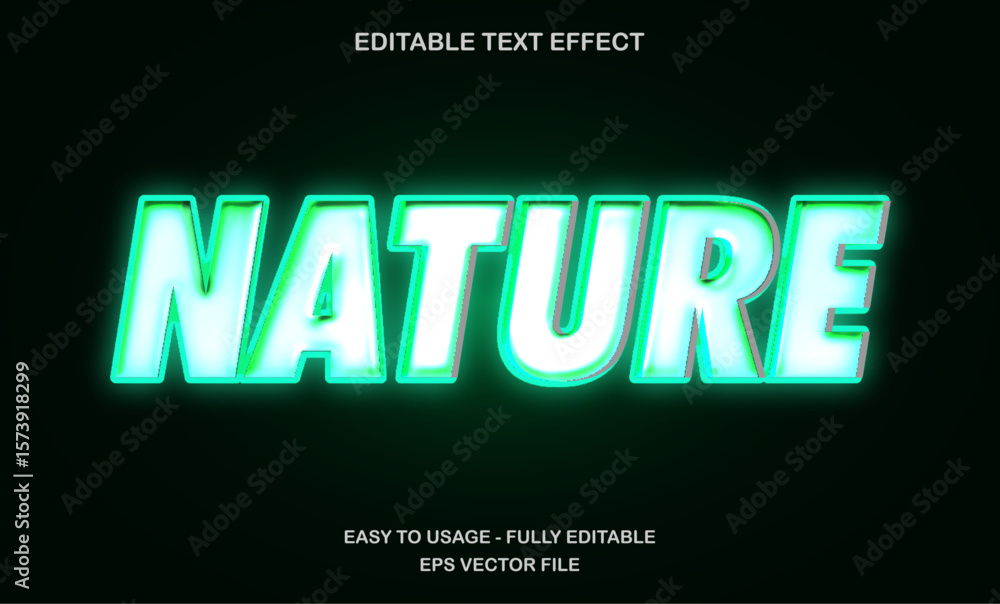 Obraz premium Nature editable text effect with glowing neon green for eco and environment design