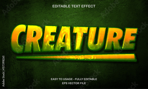 Creature editable text effect for jungle monster adventure and fantasy design
