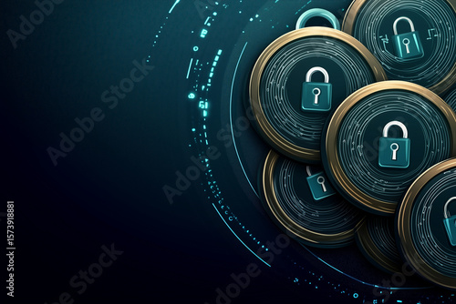 Virtual Lock Digital Security Concept