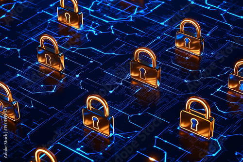 Virtual Lock Digital Security Concept