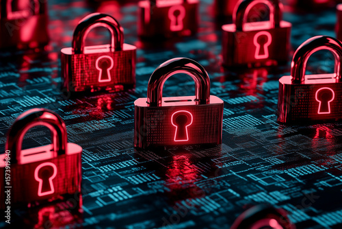 Virtual Lock Digital Security Concept