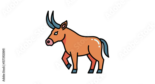Minotaur walking isolated on transparent background in stylized design  