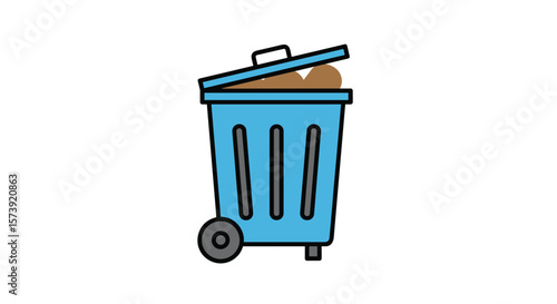 Trash can with wheels on transparent background  