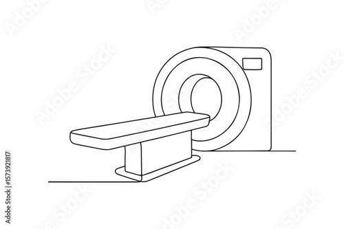 CT scanner continuous one line drawing minimalism design