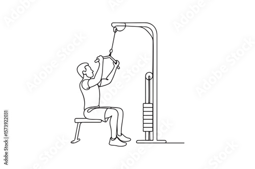 Exercise pulley machine continuous one line drawing minimalism design