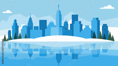 winter landscape with city