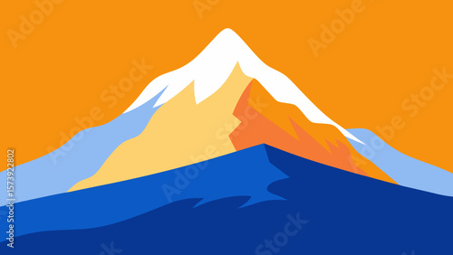 Majestic Mountain Peak A Stunning Illustration of a Snow-Capped Summit