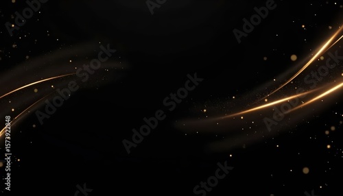 Dark abstract design featuring gold wave elements