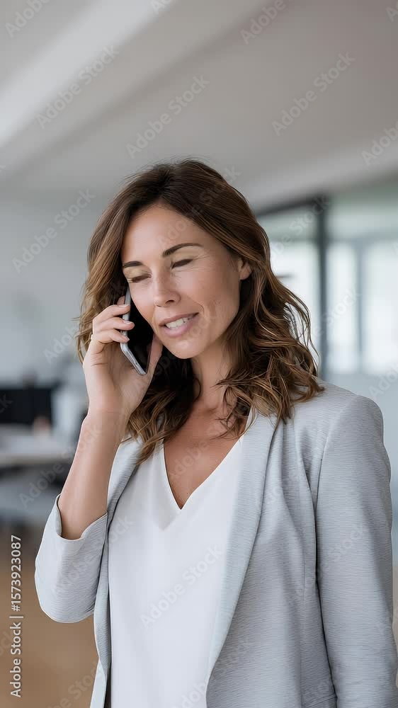 Woman talking on smartphone indoor professional Woman talking on smartphone indoor professional