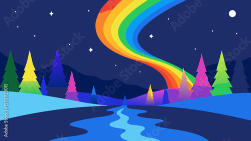 winter landscape with moon