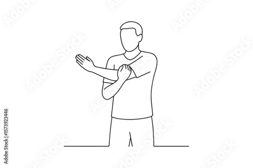 Shoulder stretching continuous one line drawing minimalism design