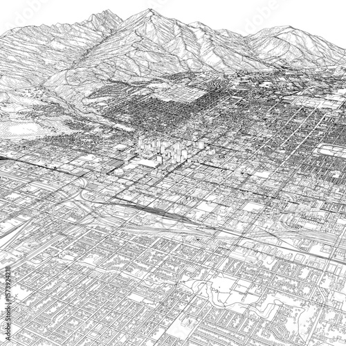 3D illustration of city and urban in Salt Lake City Utah USA