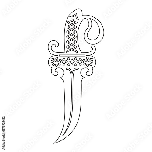 Ornate curved dagger with intricate handle design curved blade ornate handle