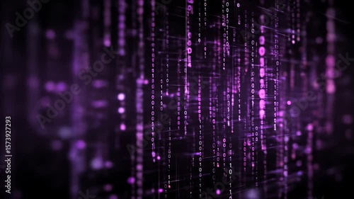 Wallpaper Mural Binary code stream abstract concept in purple with bokeh background Torontodigital.ca