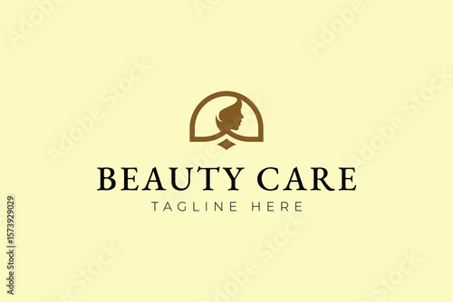 Stylish silhouettes of women hair beauty logo