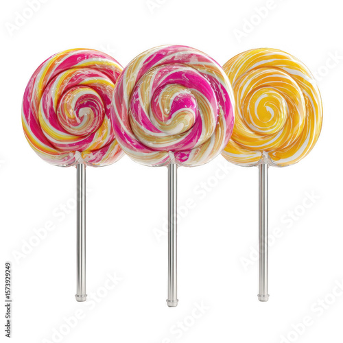 Wallpaper Mural Three swirl lollipops, vibrant colors, on sticks Torontodigital.ca