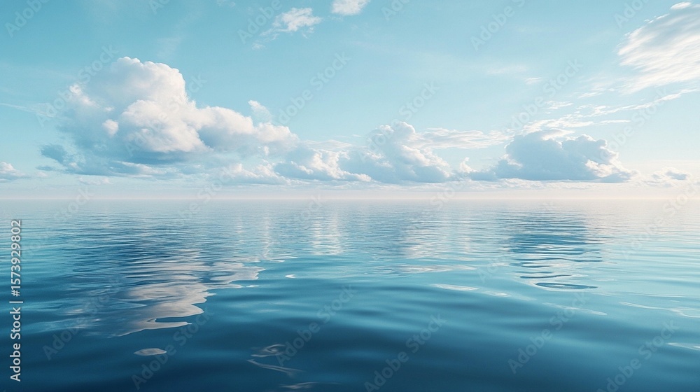 Obraz premium Ocean Sky Serenity: Clouds and Calm Waters