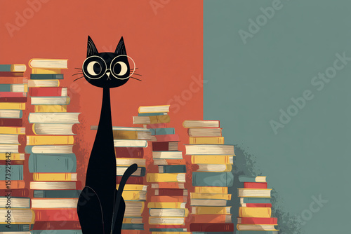 01.020.002.276.u8969375333 A librarian cat surrounded by tall stacks of book 0a29e48a-8581-4798-8ac9-a4012e55727e 2
