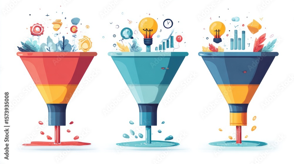 Obraz premium Colorful funnel graphic design