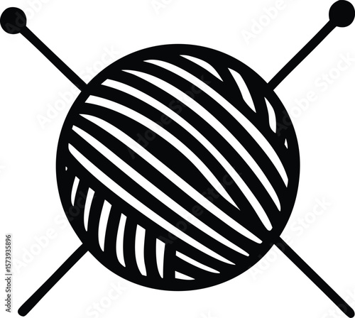  yarn ball knitting silhouette vector