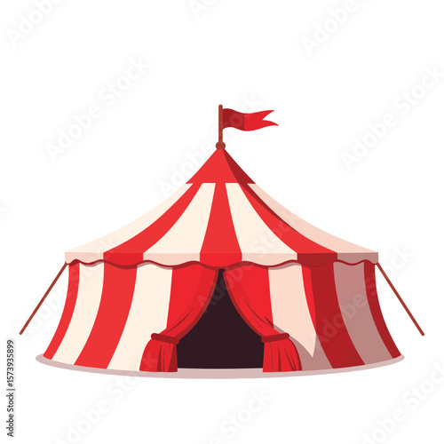 Classic carnival tent illustration on white background, festive spirit