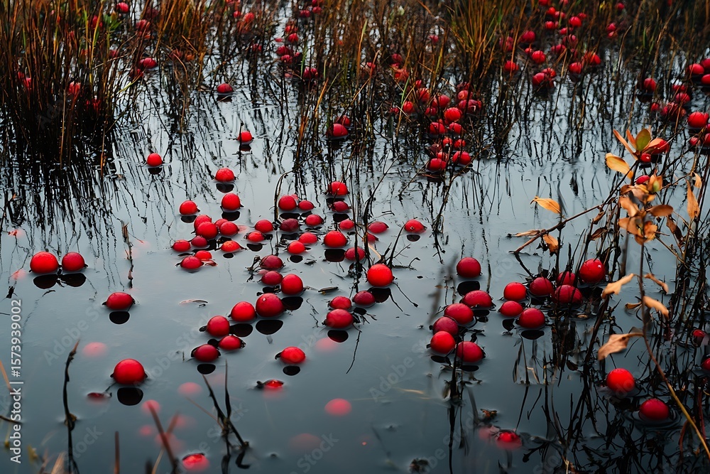 Fototapeta premium red berries in pond
