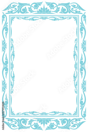 Decorative ornamental floral monochrome blank card template