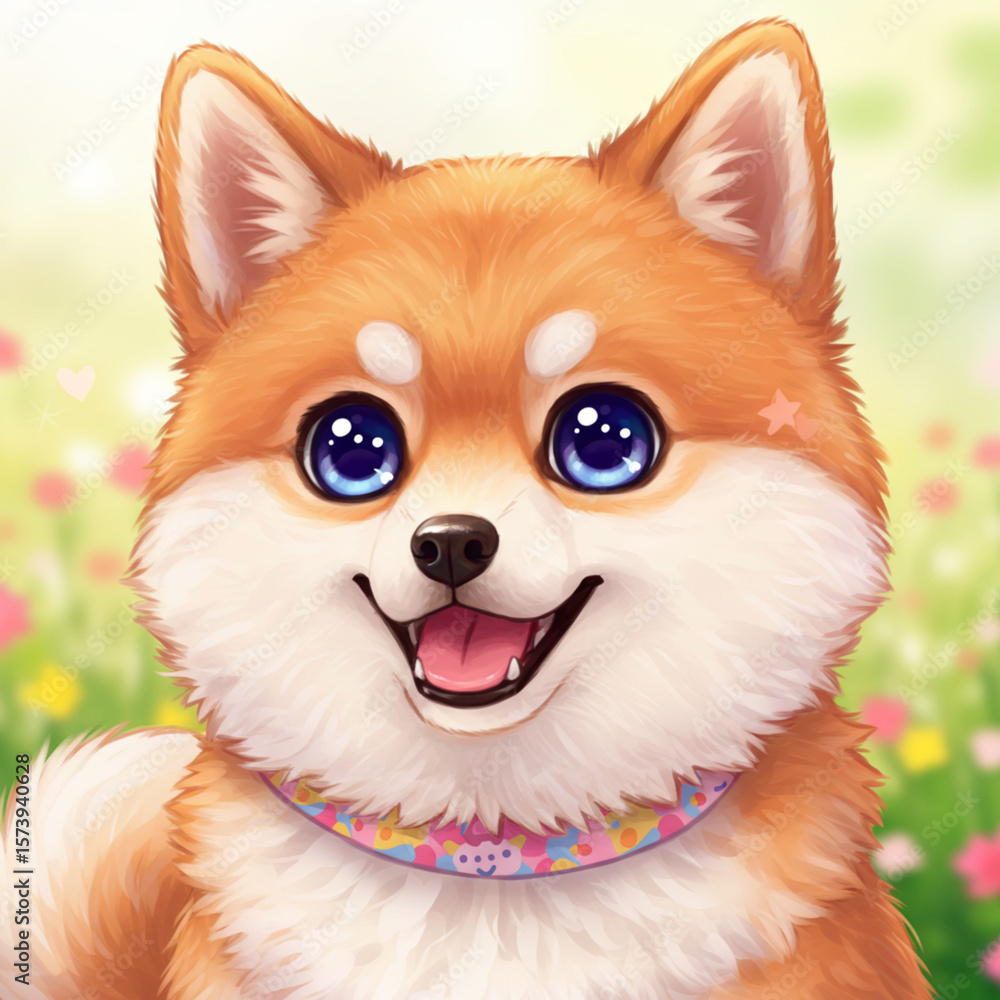 Obraz premium Cute Anime Dog