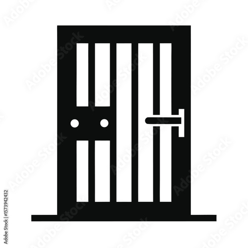 Prison cell bar door silhouette with lock for justice themes and correctional graphics