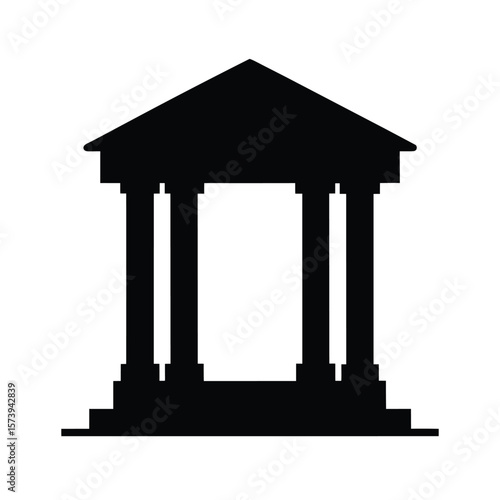 Ancient temple entrance door silhouette for traditional structure or historic site decor  