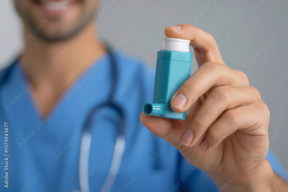 Fototapeta premium x-default Doctor Holding Asthma Inhaler