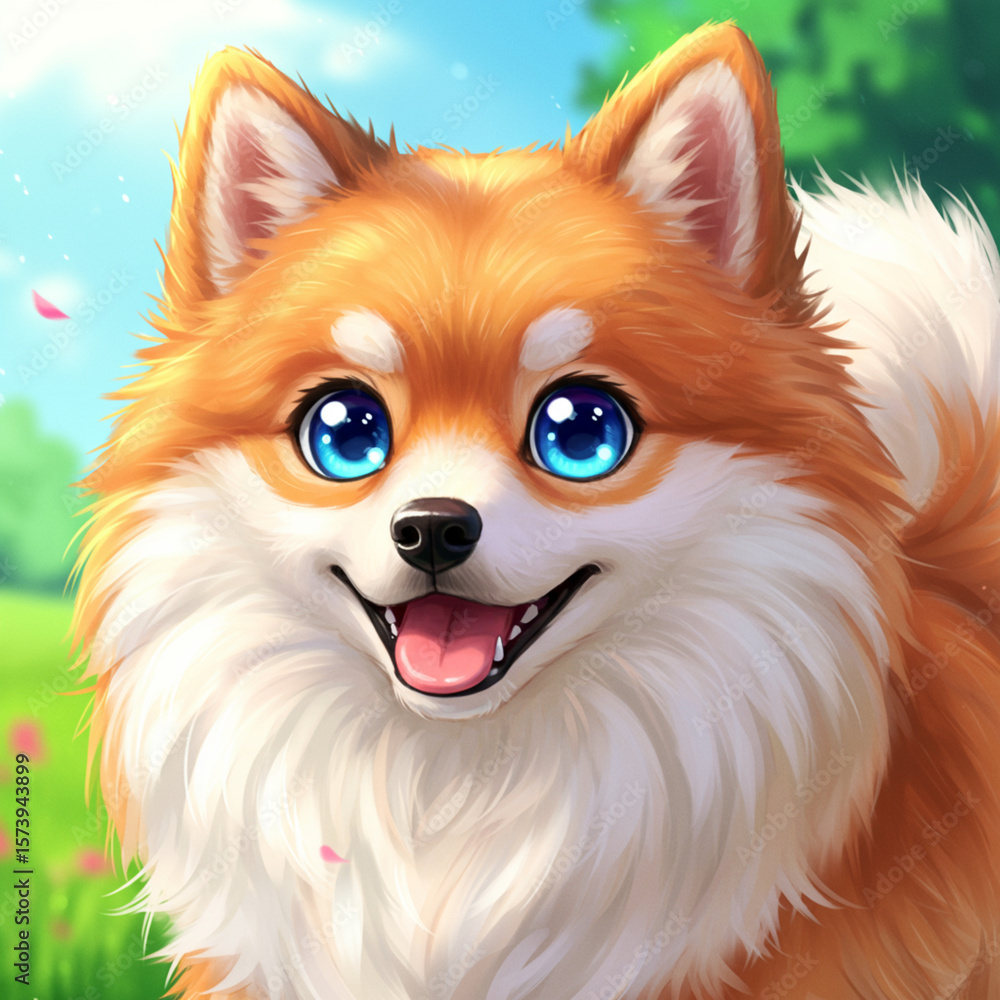 Obraz premium Cute Anime Dog