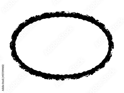 Stencil Circle Frame Dirty Texture Round Border, Black Brush frame