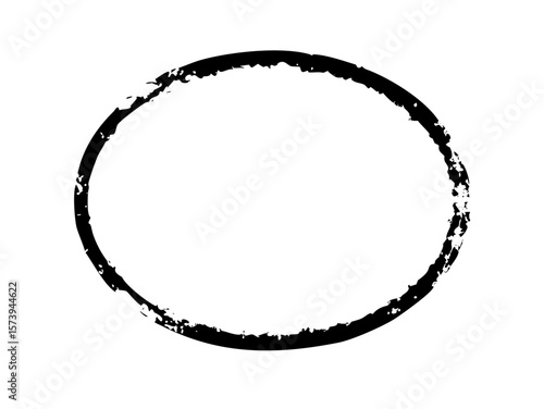 Stencil Circle Frame Dirty Texture Round Border, Black Brush frame