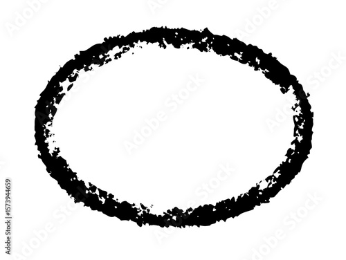 Stencil Circle Frame Dirty Texture Round Border, Black Brush frame