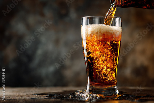 Wallpaper Mural Beer Pouring on a Tall Glass on a dark background Torontodigital.ca